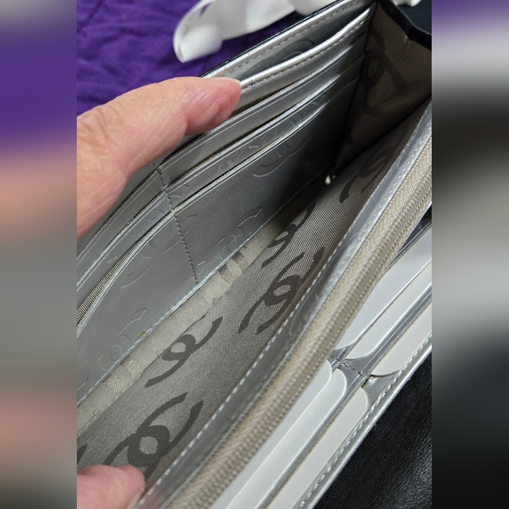 CHANEL CAMBON SILVER CC QUILTED LAMBSKIN WALLET - Picture 10 of 16